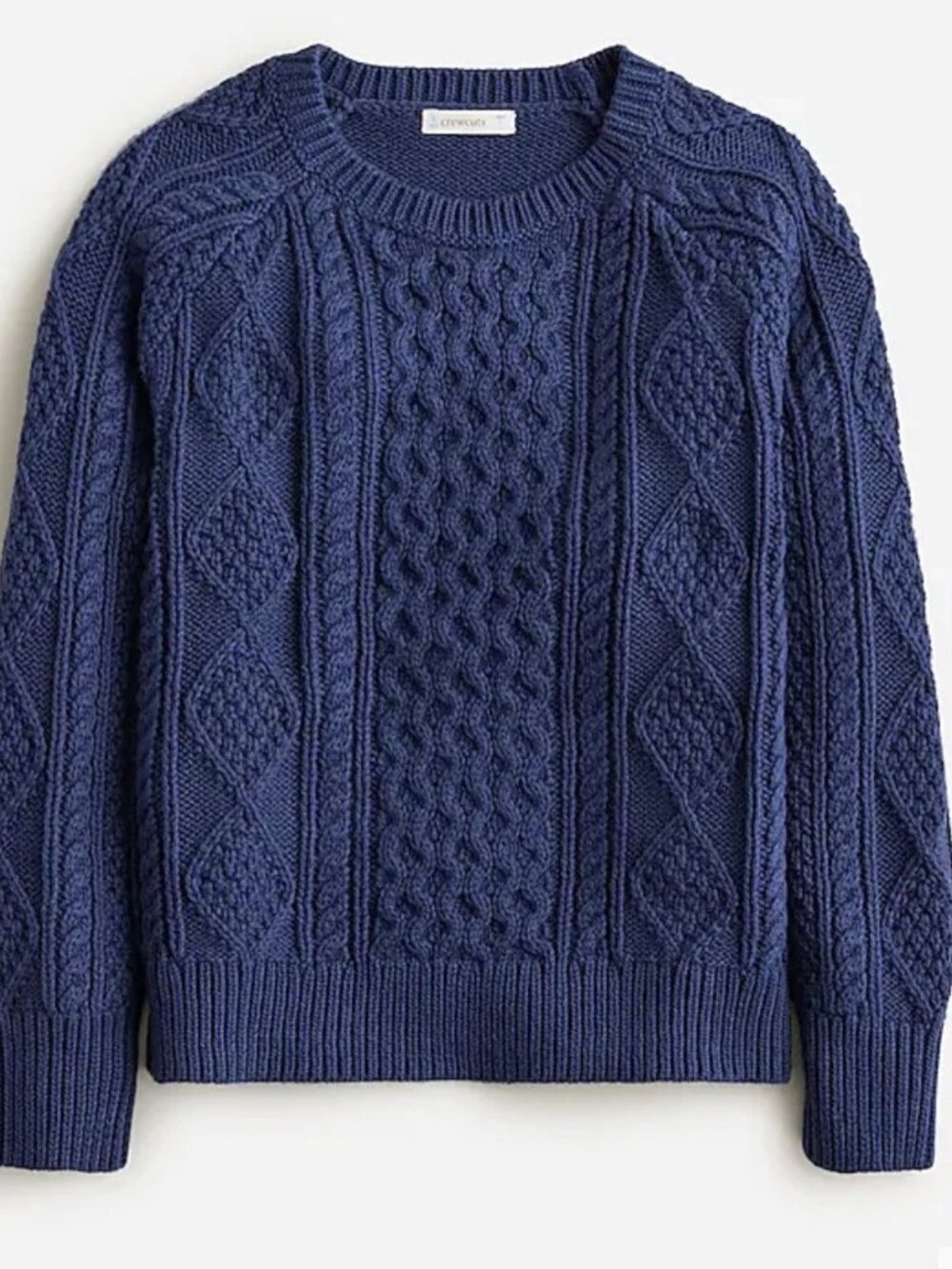 CREWCUTS 6-7 Navy Blue Unisex Fisherman's Sweater Cable Knit L/S